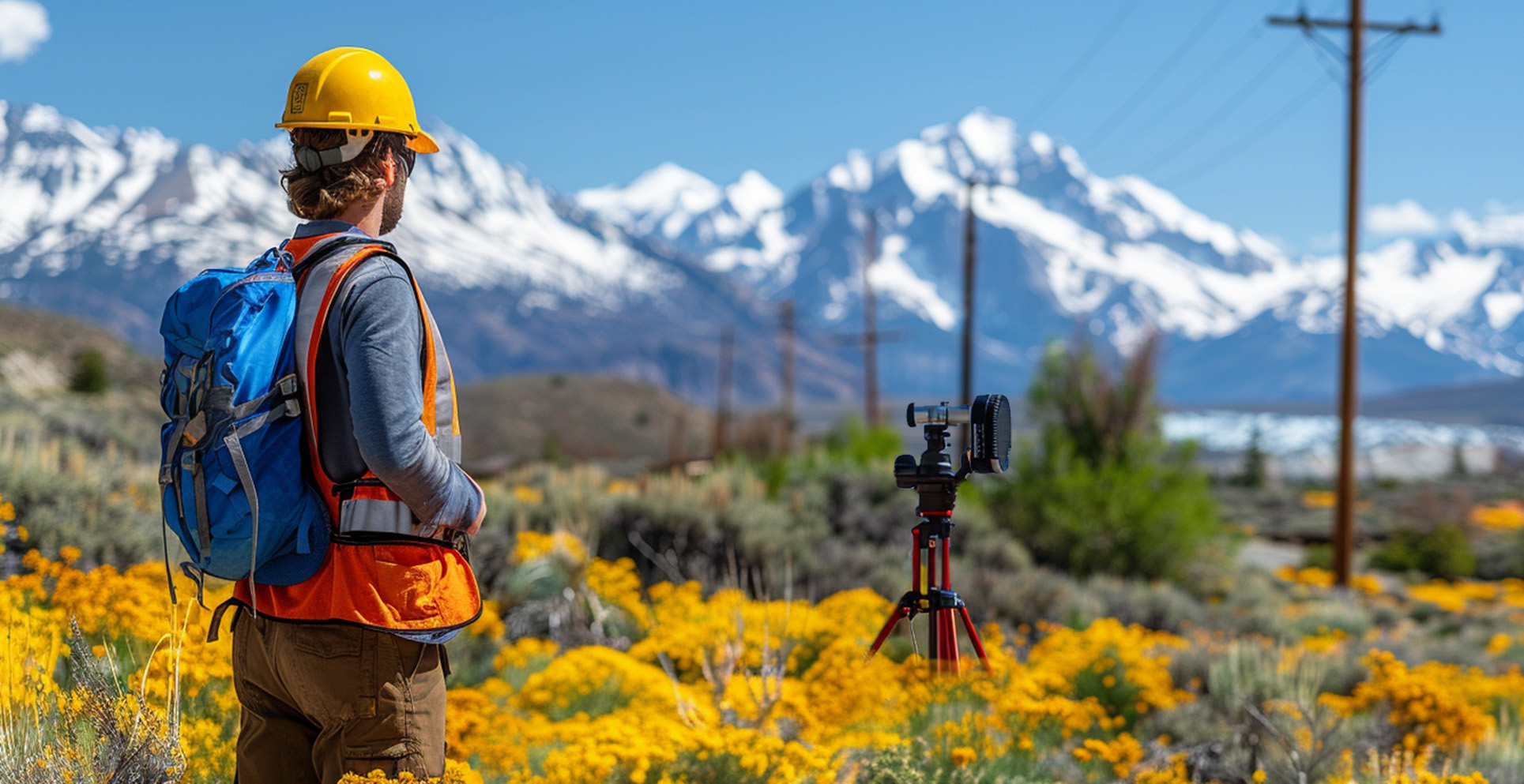 Surveyor working in a protected environment