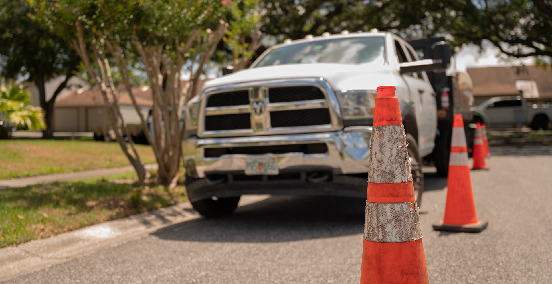 Traffic control set up around a work zone